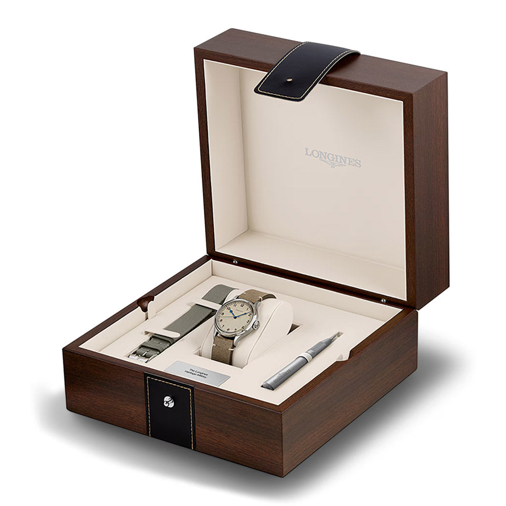 Longines Heritage Military 38.5mm Cream Dial Automatic Gents Watch L2.819.4.93.2