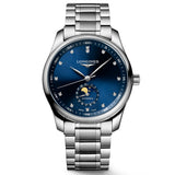 Longines Master Collection 40mm Blue Diamond Dot Dial Automatic Moonphase Gents Watch L2.909.4.97.6