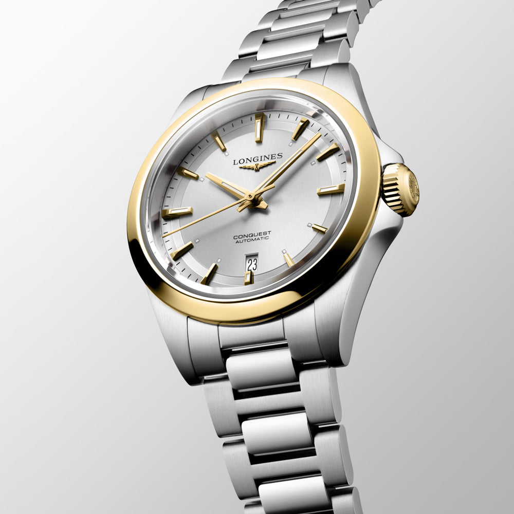 Longines Conquest 30mm Silver Dial Steel and 18ct Yellow Gold Automatic Ladies Watch L3.320.5.70.6
