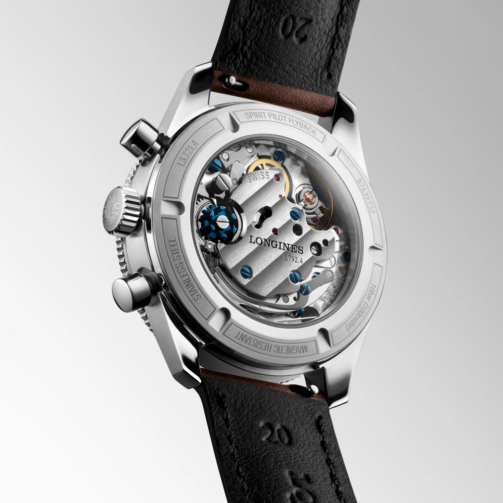 Longines Spirit Pilot Flyback 39.5mm Black Dial Manual Wound Chronograph Gents Watch L3.721.4.53.2