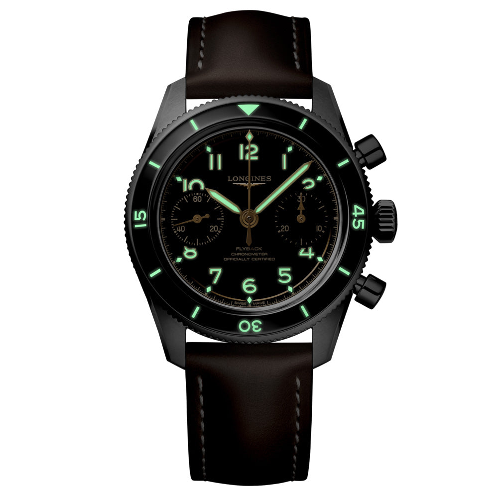 Longines Spirit Pilot Flyback 39.5mm Black Dial Manual Wound Chronograph Gents Watch L3.721.4.53.2