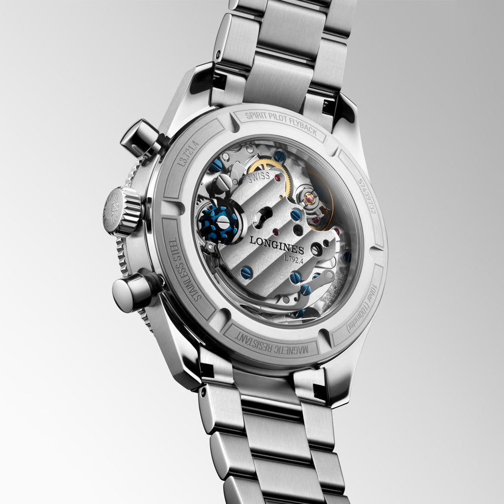 Longines Spirit Pilot Flyback 39.5mm Black Dial Manual Wound Chronograph Gents Watch L3.721.4.53.6