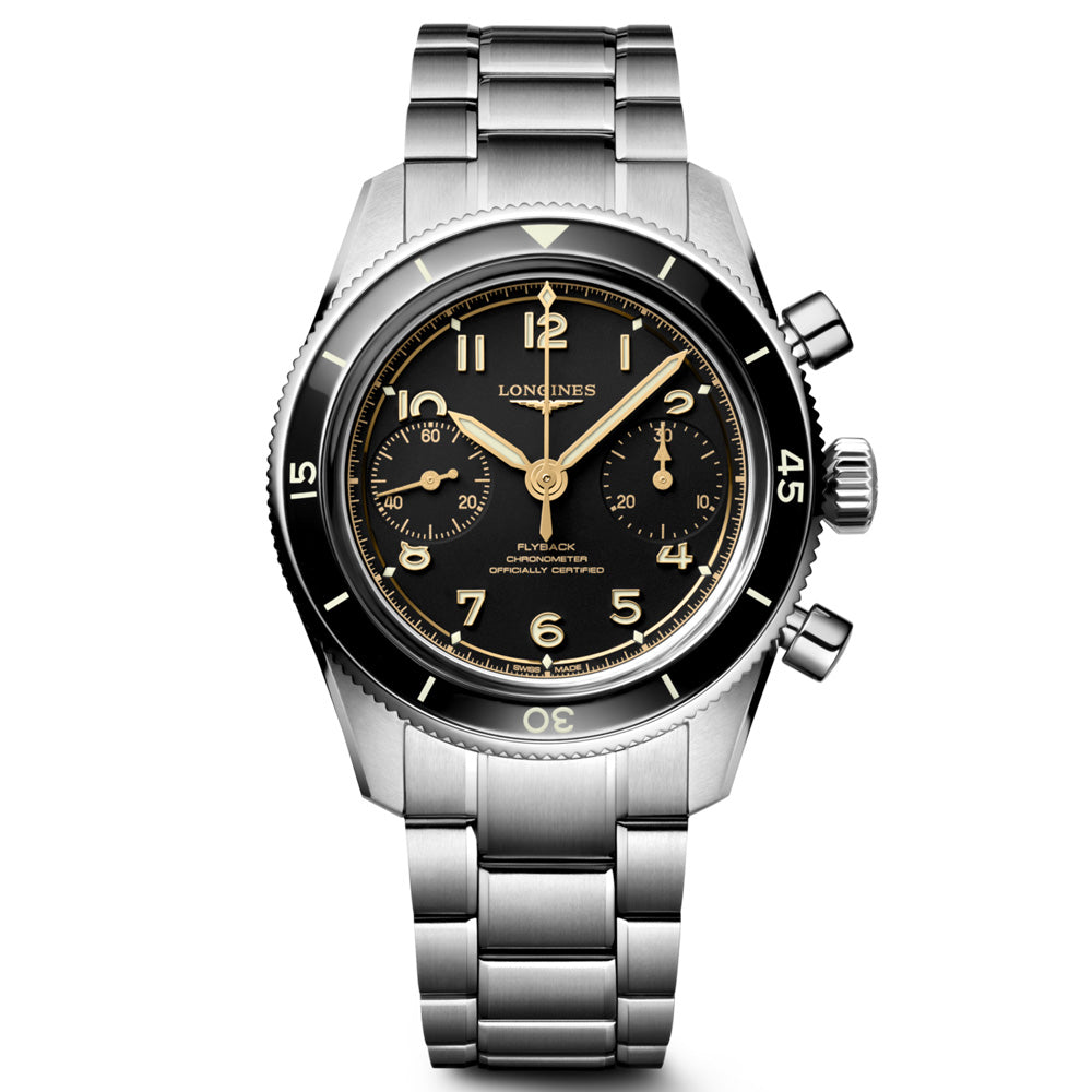 Longines Spirit Pilot Flyback 39.5mm Black Dial Manual Wound Chronograph Gents Watch L3.721.4.53.6