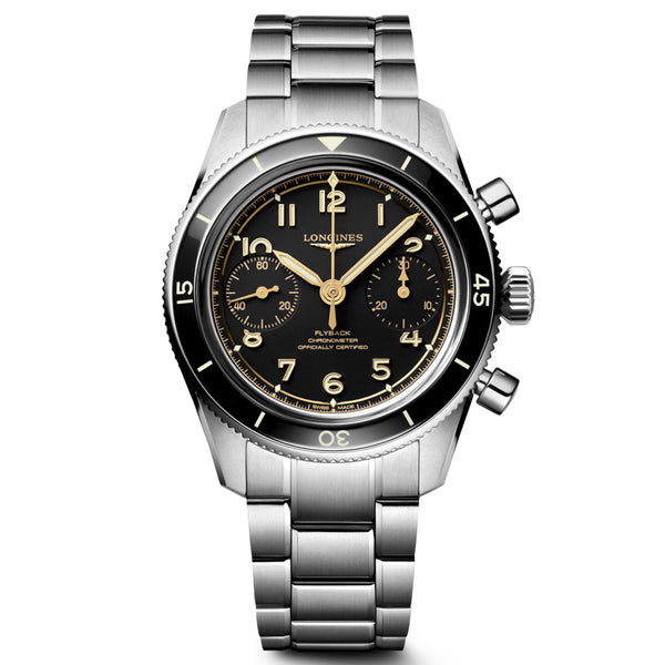 Longines Spirit Pilot Flyback 39.5mm Black Dial Manual Wound Chronograph Gents Watch L3.721.4.53.6