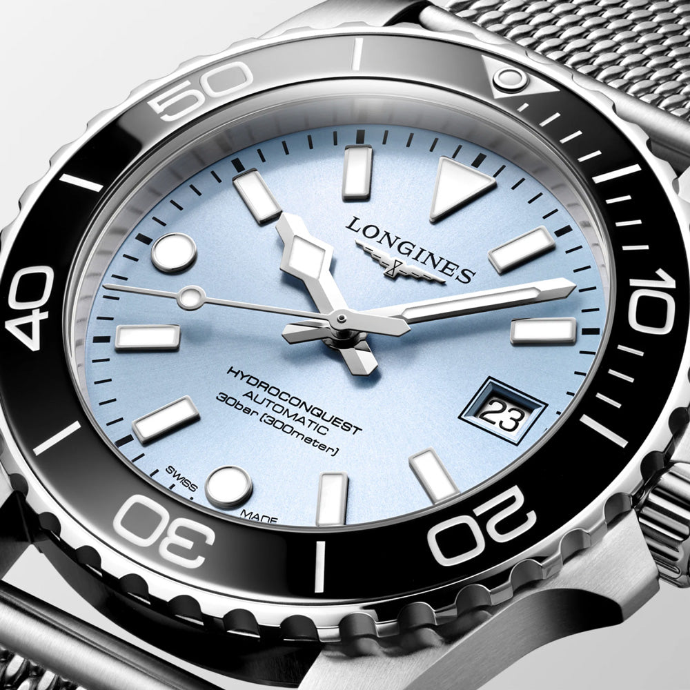 Longines HydroConquest 39mm Frosted Blue Dial Automatic Gents Watch L3.779.4.99.6