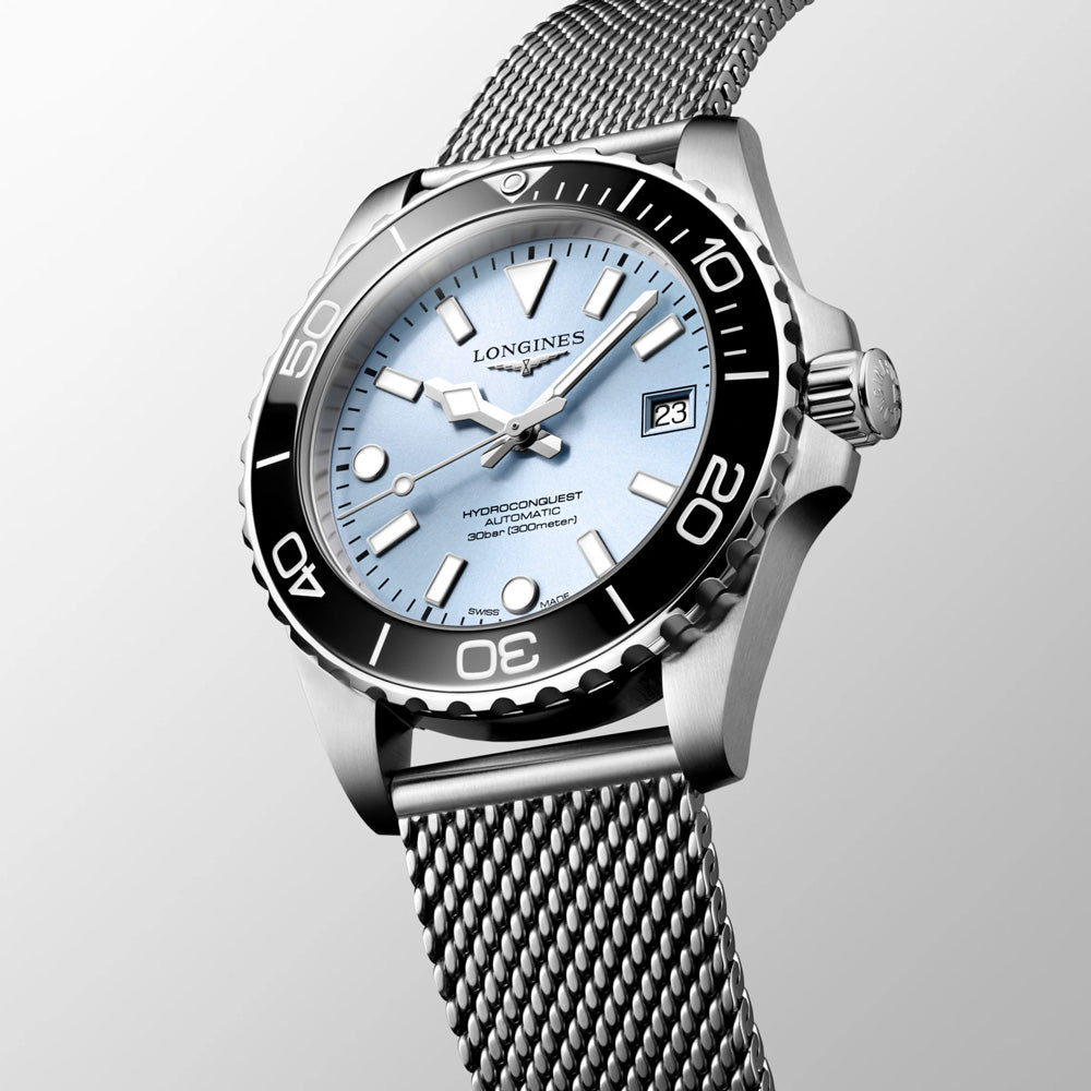 Longines HydroConquest 39mm Frosted Blue Dial Automatic Gents Watch L3.779.4.99.6