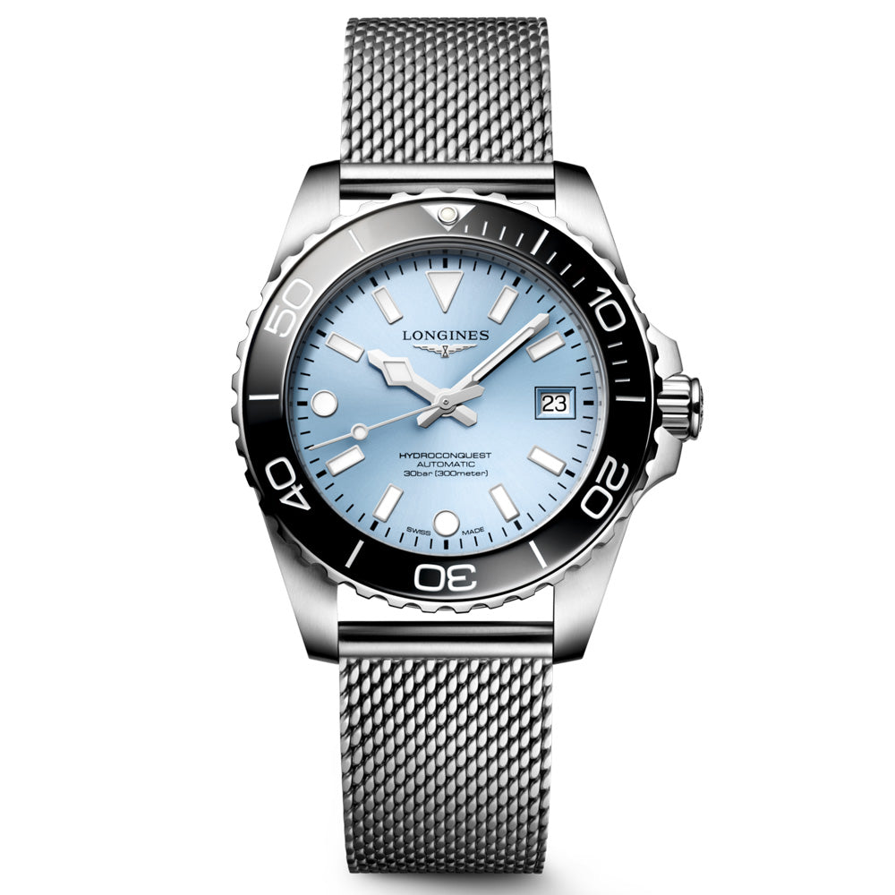 Longines HydroConquest 39mm Frosted Blue Dial Automatic Gents Watch L3.779.4.99.6