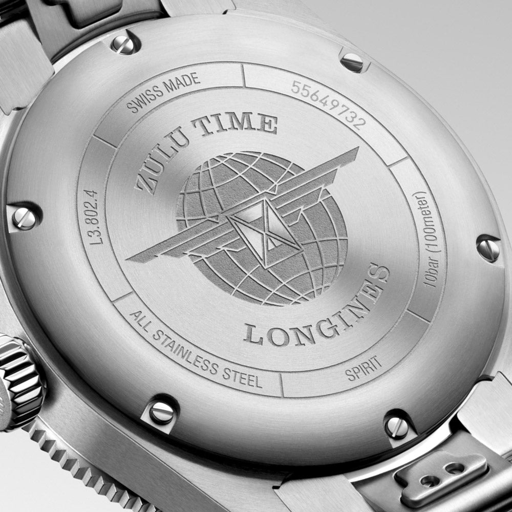 Longines Spirit Zulu Time GMT 39mm Black Dial Automatic Watch L3.802.4.50.6