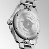 longines spirit zulu time gmt 39mm black dial automatic watch caseback view