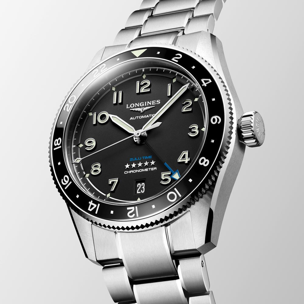 Longines Spirit Zulu Time GMT 39mm Black Dial Automatic Watch L3.802.4.53.6