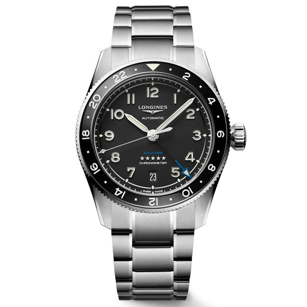 longines spirit zulu time gmt 39mm black dial automatic watch