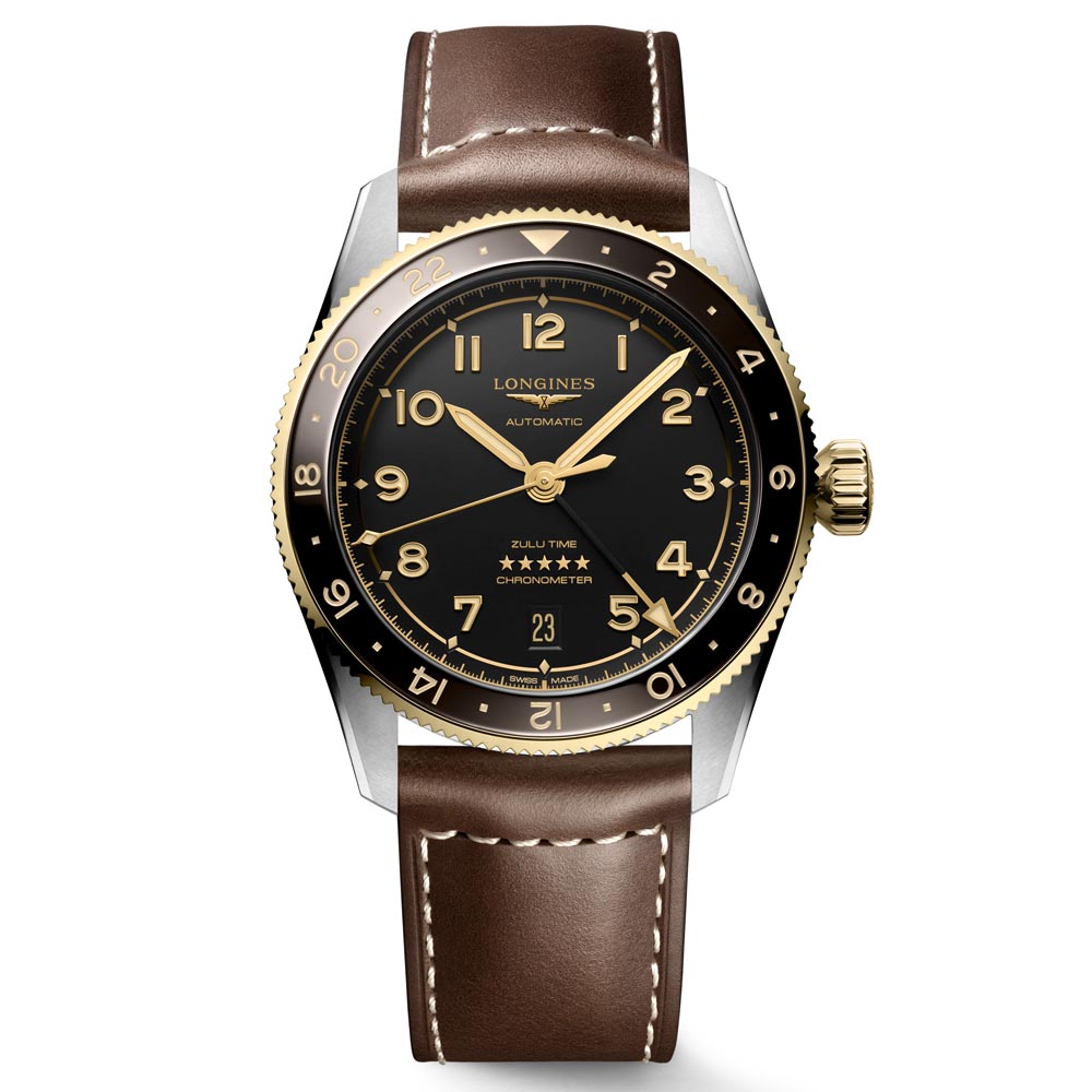 Longines Spirit Zulu Time GMT 39mm Anthracite Dial 18ct Gold Capped Steel Automatic Watch L3.802.5.53.2