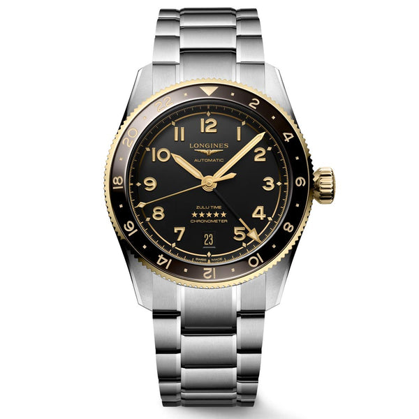 Longines Spirit Zulu Time GMT 39mm Anthracite Dial 18ct Gold Capped Steel Automatic Watch L3.802.5.53.6