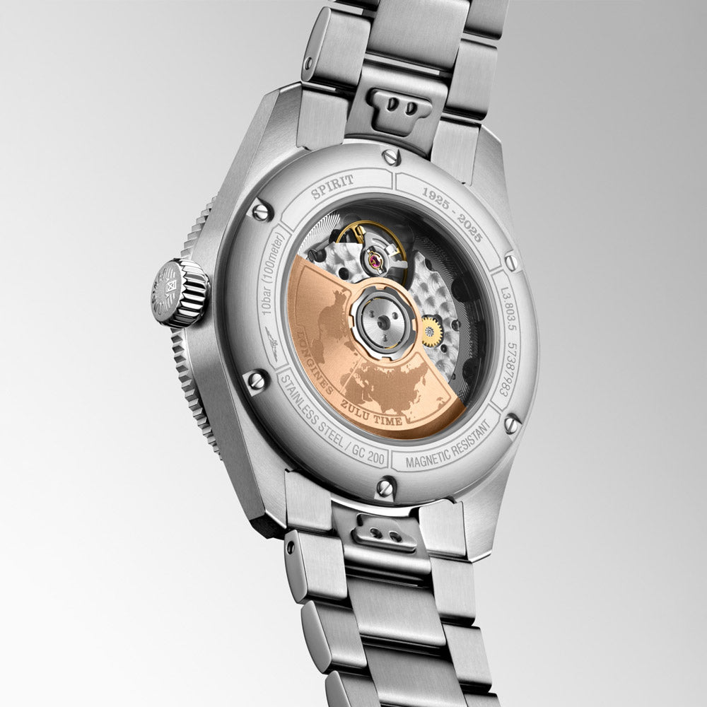 Longines Spirit Zulu Time 1925 GMT 39mm Black Dial Steel and 18ct Pink Gold Cap Automatic Watch L3.803.5.53.6