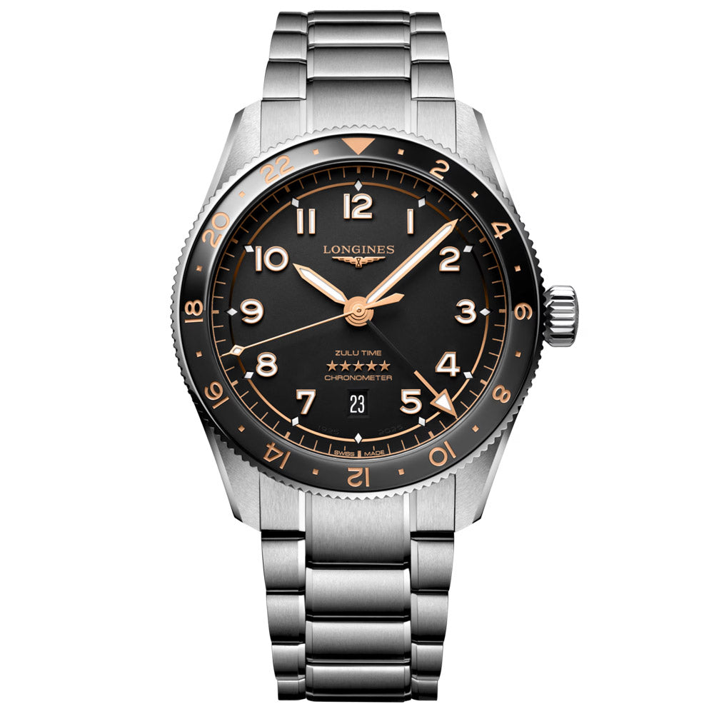 Longines Spirit Zulu Time GMT 42mm Black Dial Automatic Gents Watch L3.812.4.50.6