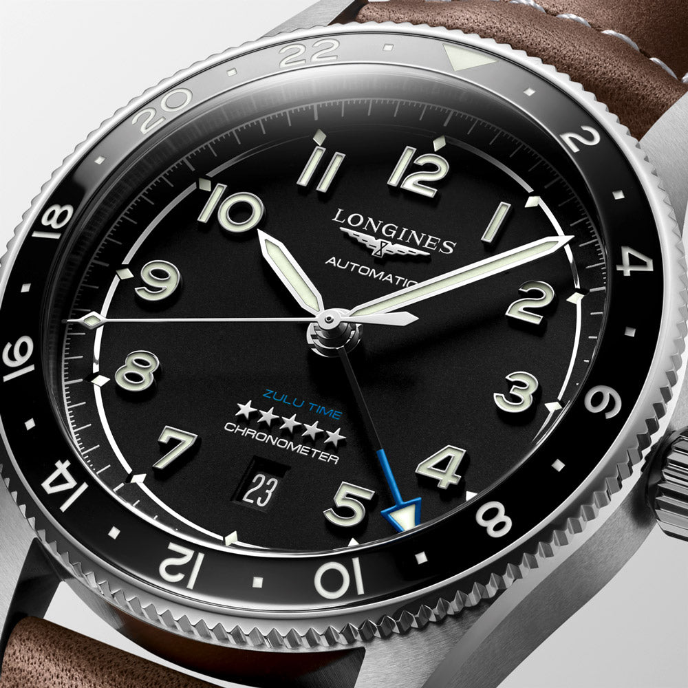 Longines Spirit Zulu Time GMT 42mm Black Dial Automatic Gents Watch L3.812.4.53.2