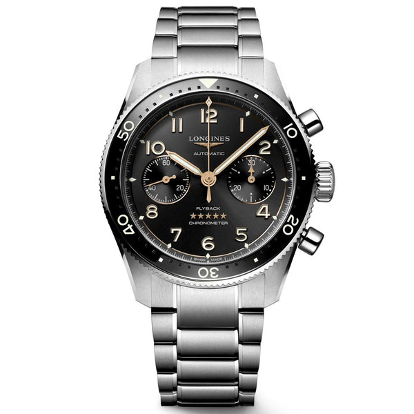 longines spirit chronograph 42mm black dial automatic gents watch