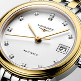 Longines Flagship 26mm White Dial Yellow PVD Steel Diamond Automatic Ladies Watch L4.274.3.27.7