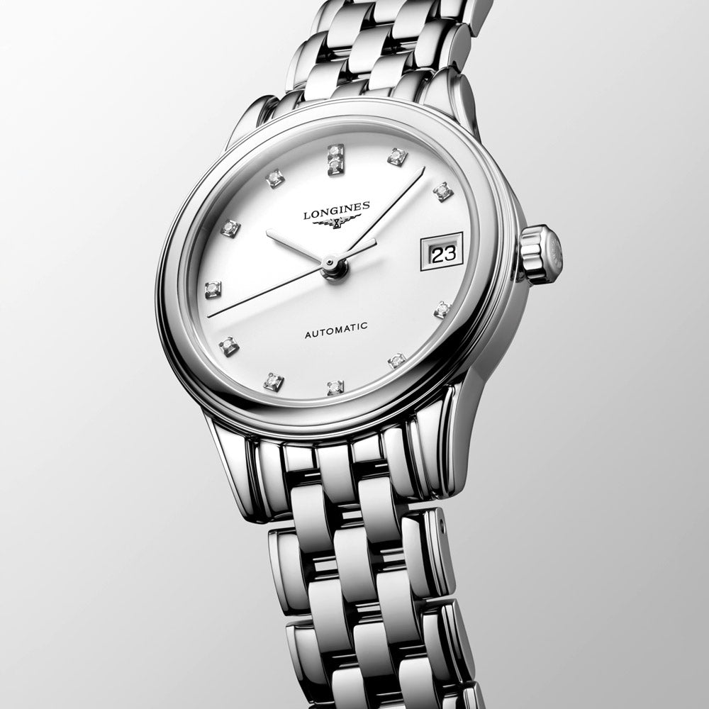 Longines Flagship 26mm White Dial Diamond Automatic Ladies Watch L4.274.4.27.6
