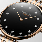 Longines La Grande Classique 29mm Black Dial Red PVD Steel Diamond Ladies Quartz Watch L4.512.1.57.7