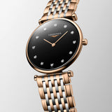 Longines La Grande Classique 29mm Black Dial Red PVD Steel Diamond Ladies Quartz Watch L4.512.1.57.7