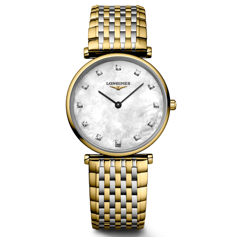 Longines La Grande Classique 29mm MOP Diamond Dot Dial Yellow PVD Steel Quartz Ladies Watch L4.512.2.87.7