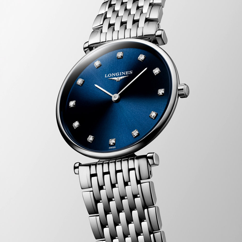 Longines La Grande Classique 29mm Blue Dial Diamond Ladies Quartz Watch L4.512.4.97.6