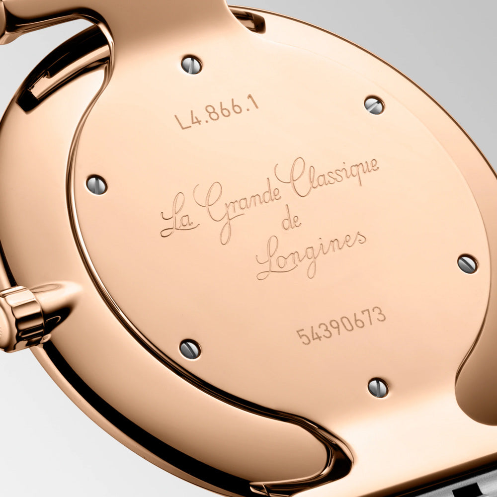 Longines La Grande Classique 38mm MOP Diamond Dot Dial Red PVD Steel Quartz Watch L4.866.1.97.7