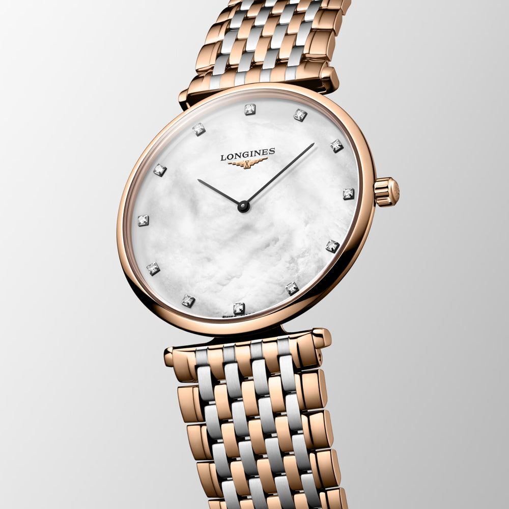 Longines La Grande Classique 38mm MOP Diamond Dot Dial Red PVD Steel Quartz Watch L4.866.1.97.7