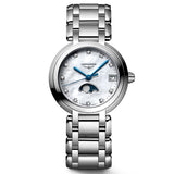 Longines PrimaLuna 30.5mm MOP Diamond Dot Dial Moonphase Ladies Quartz Watch L8.115.4.87.6