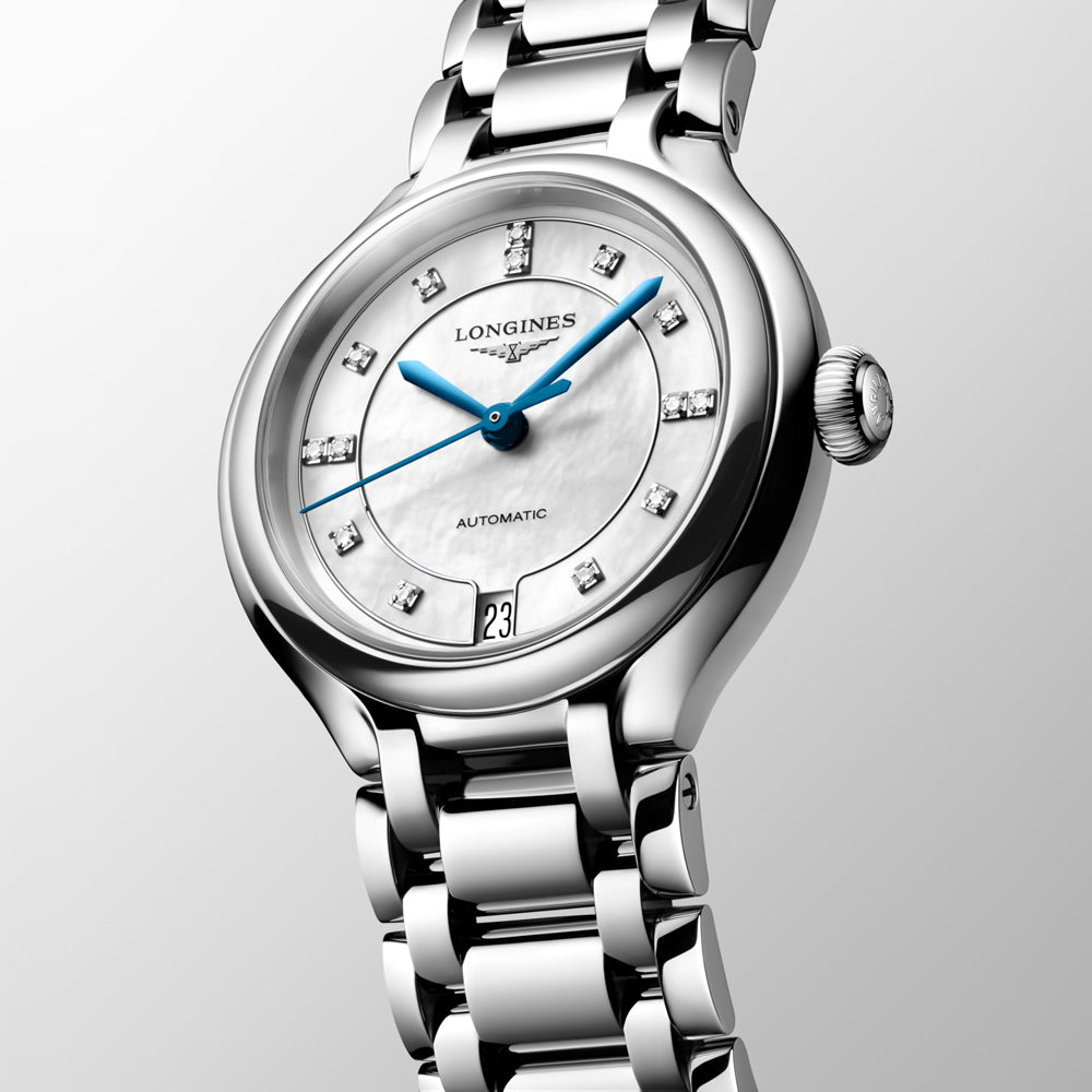 Longines PrimaLuna 34mm MOP Diamond Dot Dial Ladies Automatic Watch L8.124.4.87.6