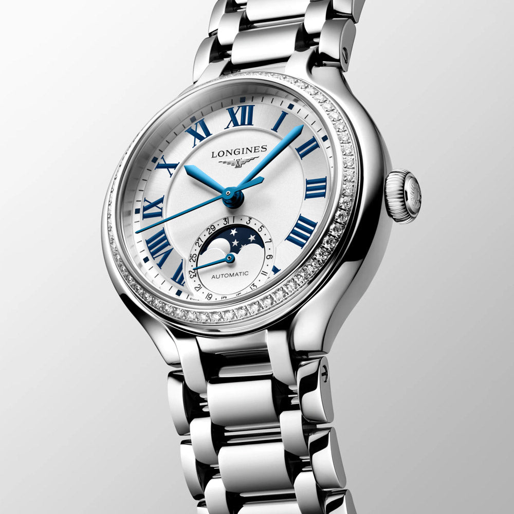 Longines PrimaLuna 34mm Opaline Ivory Dial Moonphase Ladies Automatic Watch L8.126.0.71.6
