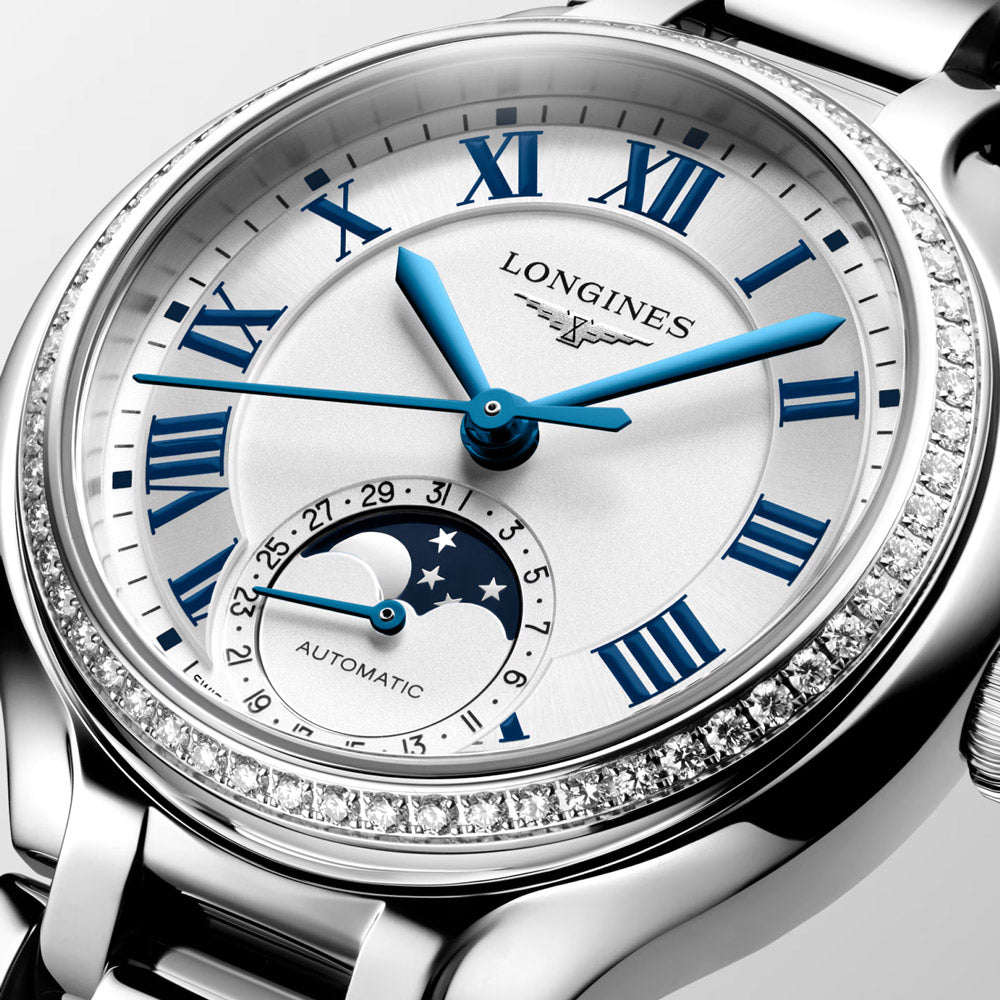 Longines PrimaLuna 34mm Opaline Ivory Dial Moonphase Ladies Automatic Watch L8.126.0.71.6