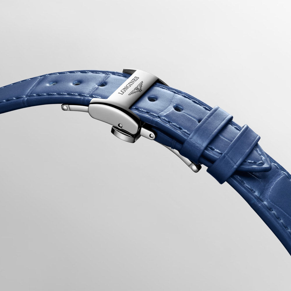 Longines PrimaLuna 34mm Blue MOP Diamond Dot Dial Moonphase Ladies Automatic Watch L8.126.0.97.2