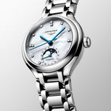 Longines PrimaLuna 34mm MOP Diamond Dot Dial Moonphase Ladies Automatic Watch L8.126.4.87.6