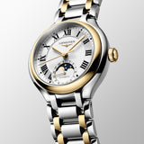 Longines PrimaLuna 34mm Silver Dial Moonphase 18ct gold and steel Ladies Automatic Watch L8.126.5.79.7