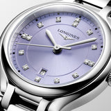 Longines PrimaLuna 30mm Purple Diamond Dot Dial Ladies Quartz Watch L8.142.4.07.6
