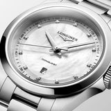 Longines Conquest 30mm MOP Diamond Dot Dial Ladies Quartz Watch L3.350.4.87.6