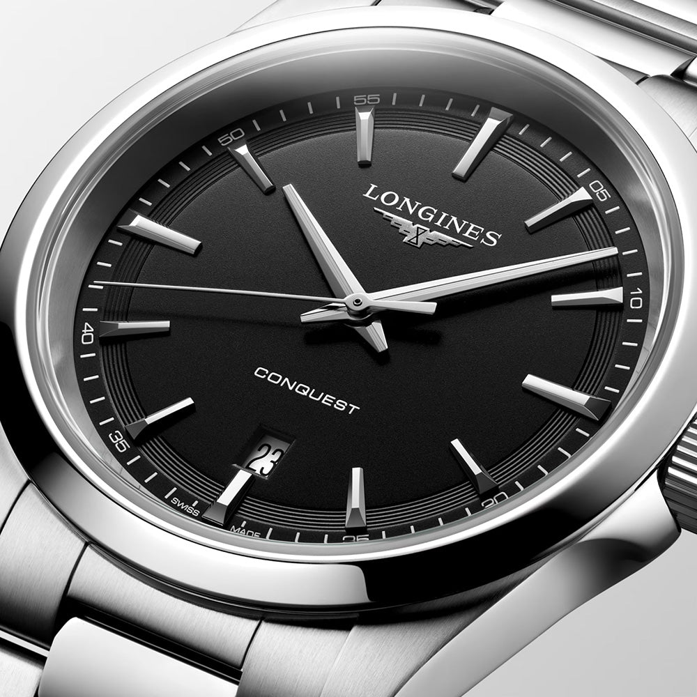 Longines Conquest 41mm Black Dial Quartz Gents Watch L3.860.4.52.6