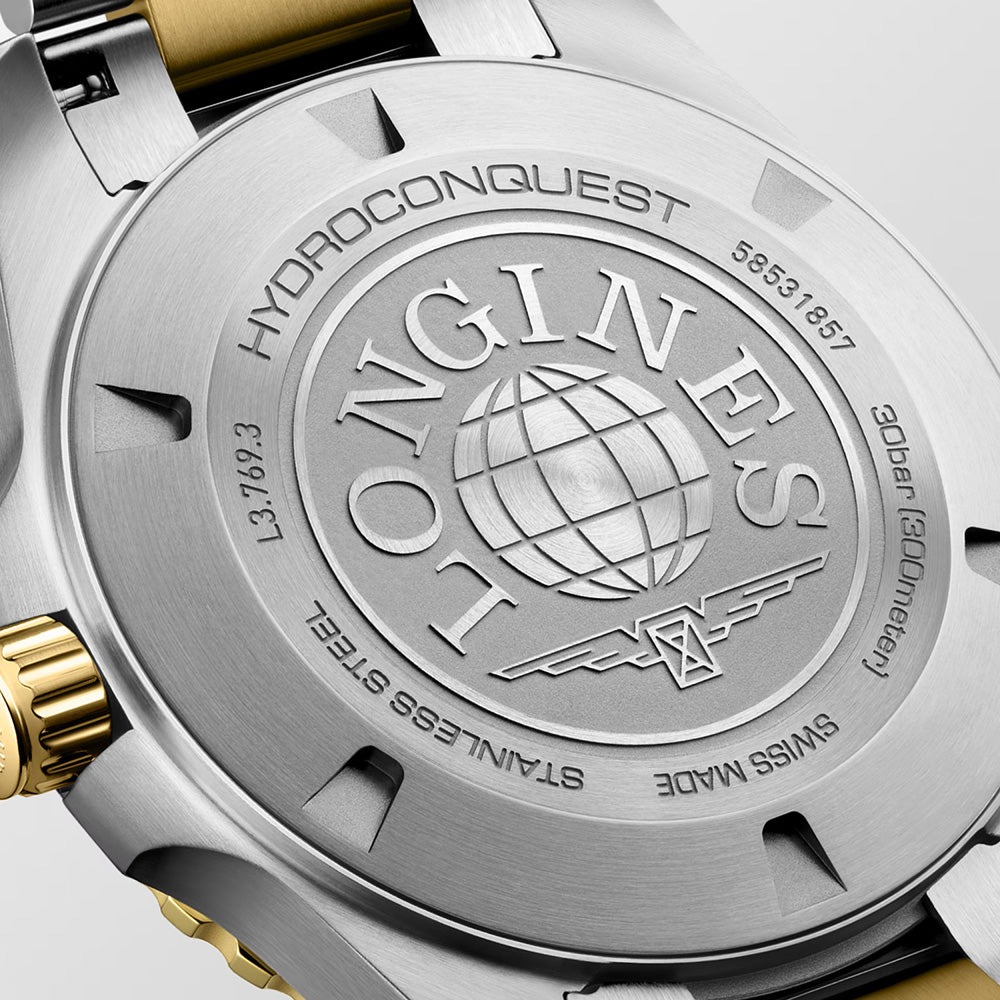 Longines HydroConquest 42mm Black Dial Steel and Yellow Gold PVD Gents Quartz Watch L37693567