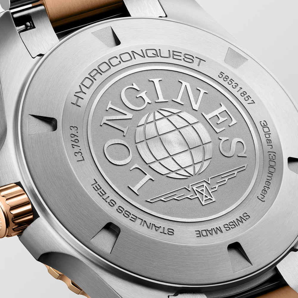 Longines HydroConquest 42mm Blue Dial Steel and Rose Gold PVD Gents Quartz Watch L37693987