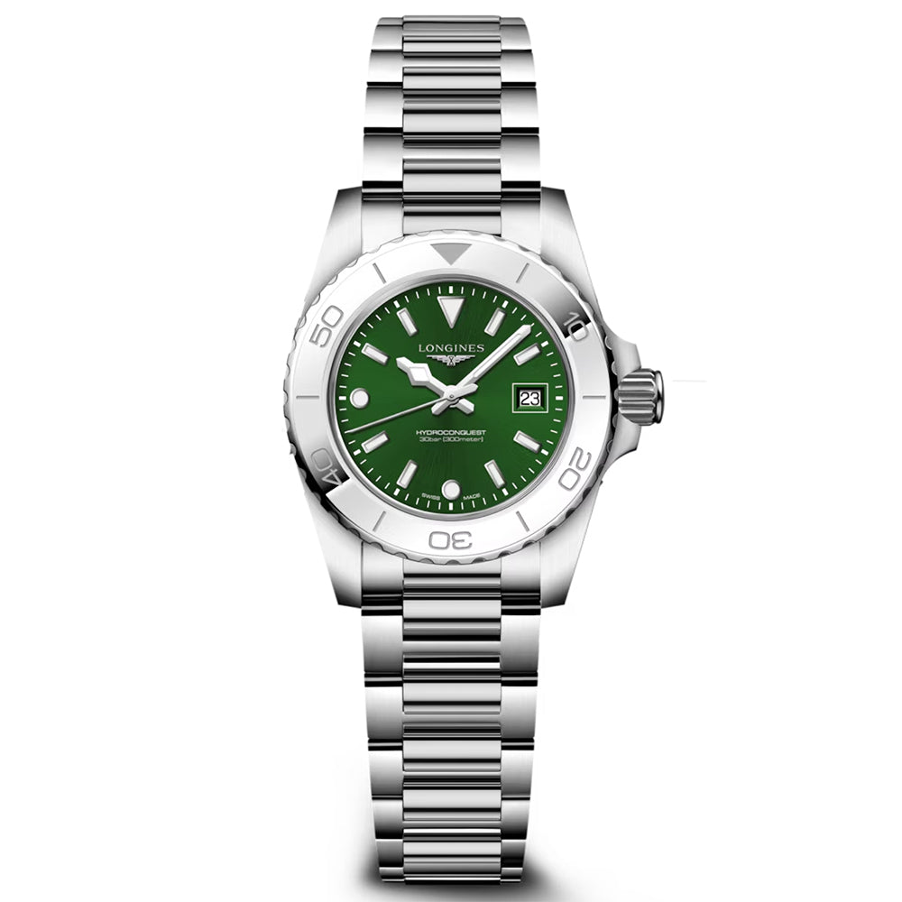 Longines HydroConquest 30mm Green Dial Quartz Ladies Watch L33694096