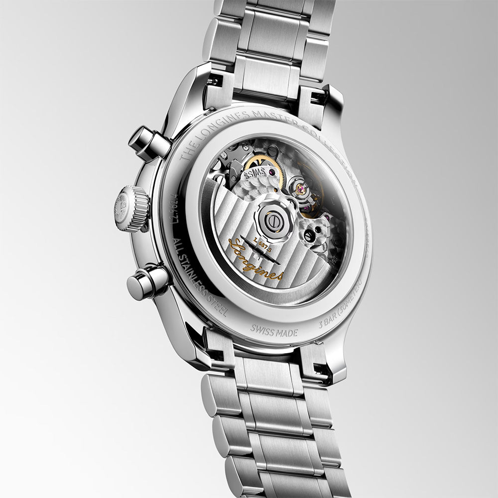 Longines Master Collection 41mm Silver Dial Automatic Chronograph Day & Date Moonphase Gents Watch L2.962.4.73.6