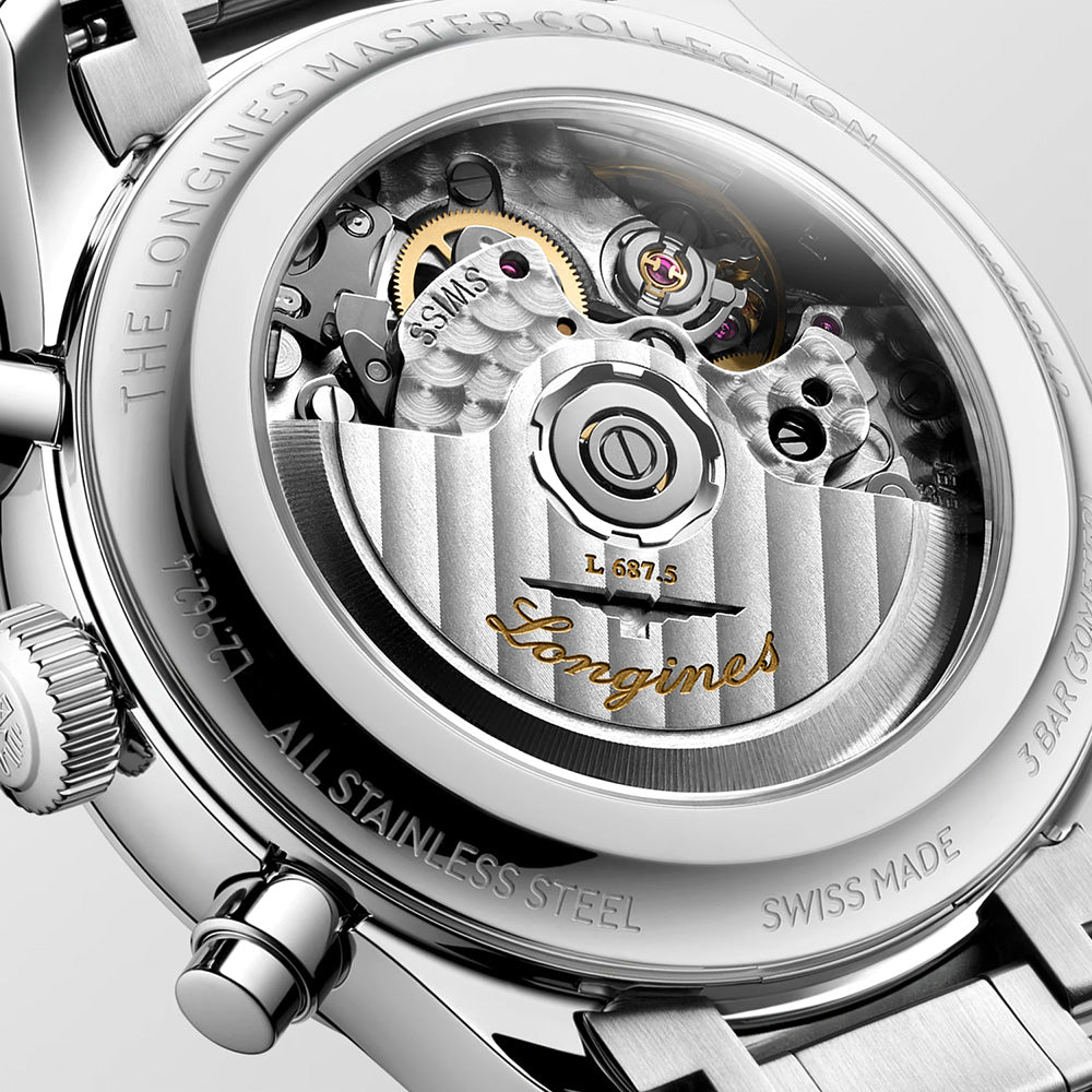 Longines Master Collection 41mm Silver Dial Automatic Chronograph Day & Date Moonphase Gents Watch L2.962.4.73.6