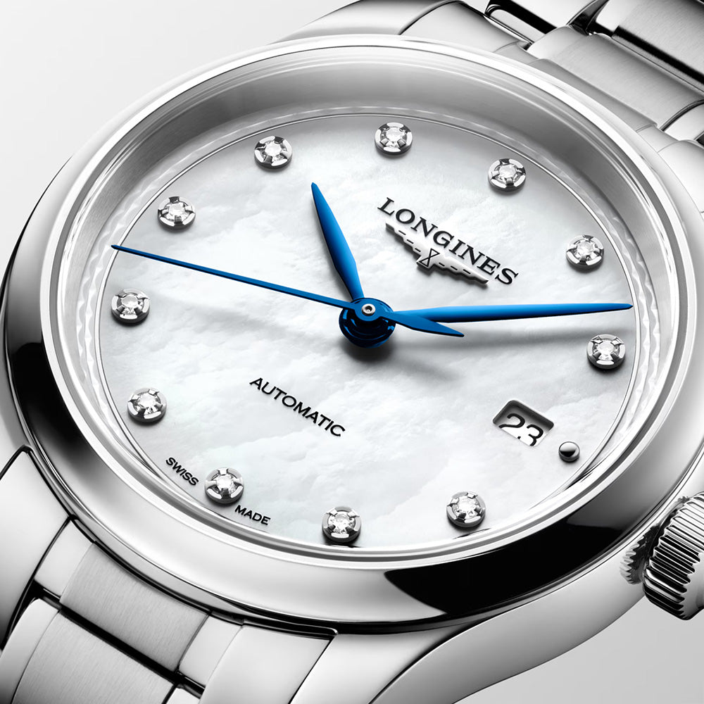 Longines Master Collection 30mm MOP Diamond Dot Dial Automatic Ladies Watch L2.449.4.87.6