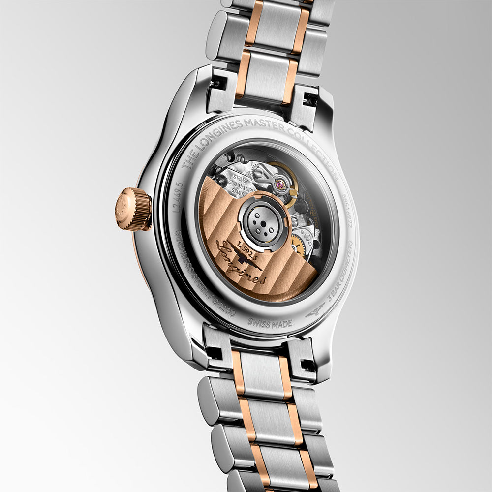 Longines Conquest 30mm MOP Diamond Dot Dial Steel and 18ct Pink Gold Cap Automatic Ladies Watch L24495897