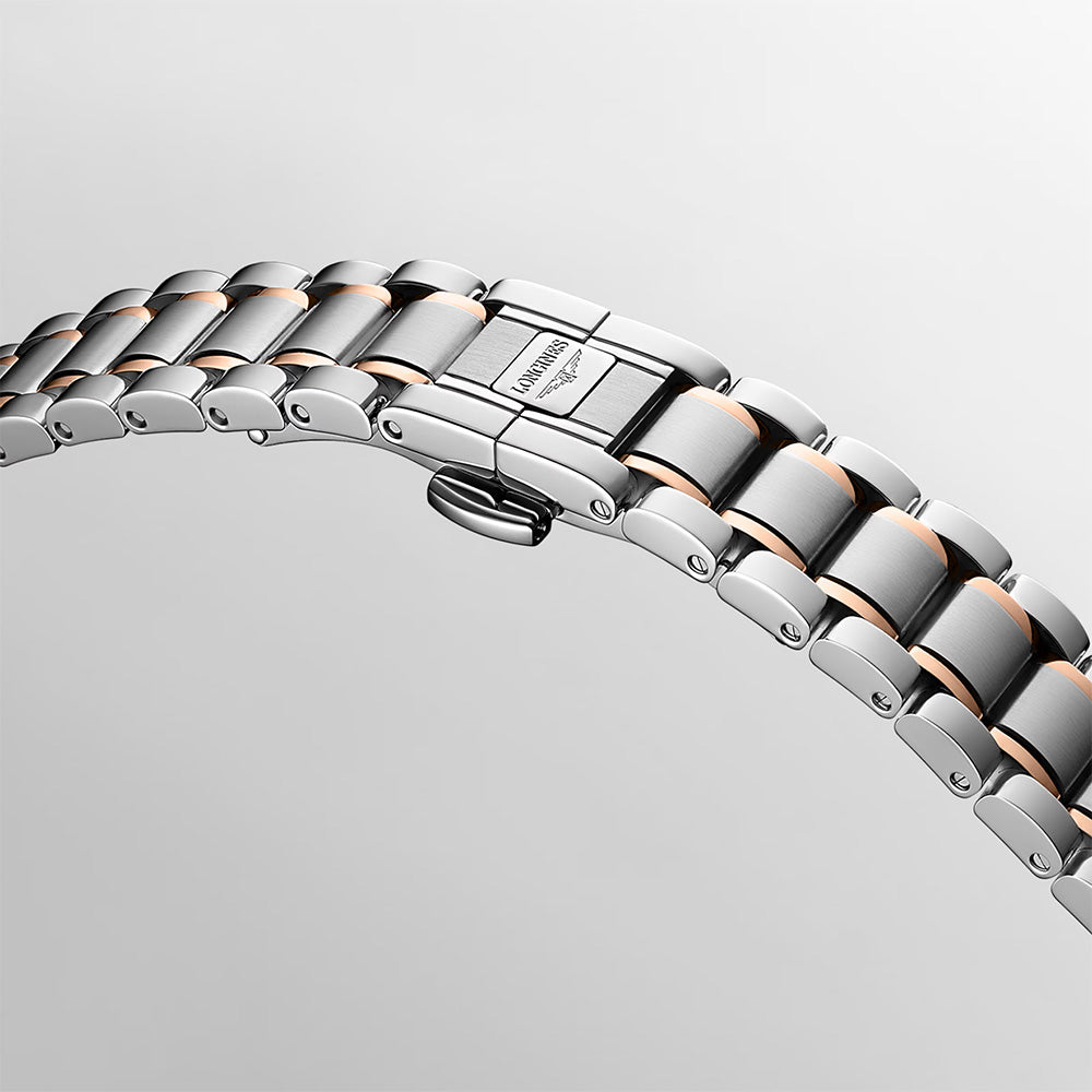 Longines Conquest 30mm MOP Diamond Dot Dial Steel and 18ct Pink Gold Cap Automatic Ladies Watch L24495897