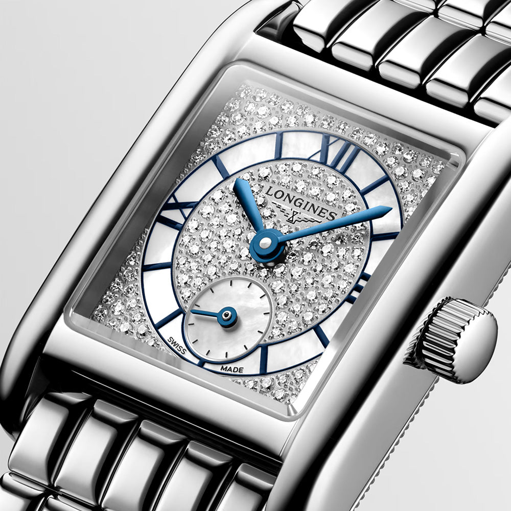 Longines Mini DolceVita Snow-set MOP Dial Diamond Ladies Quartz Watch L5.200.4.87.6