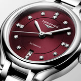 Longines PrimaLuna 30mm Bordeaux Diamond Dot Dial Ladies Automatic Watch L81234676