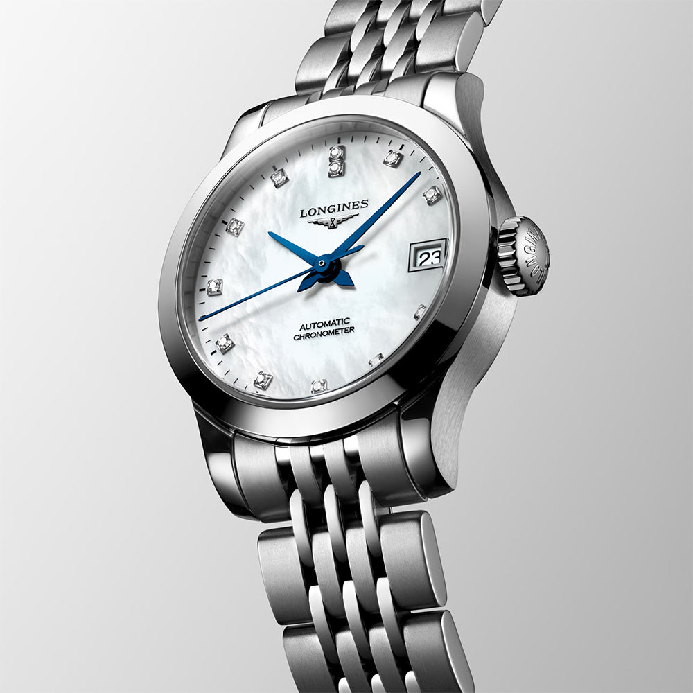 Longines Record Collection 26mm MOP Diamond Dot Dial Automatic Ladies Watch L23204876
